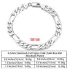 RINNTIN SB Finding Jewelry Men Cuban Link Chain Bracelet Custom Pulsera Men Hip Hop 925 Sterling Silver Chain Bracelet