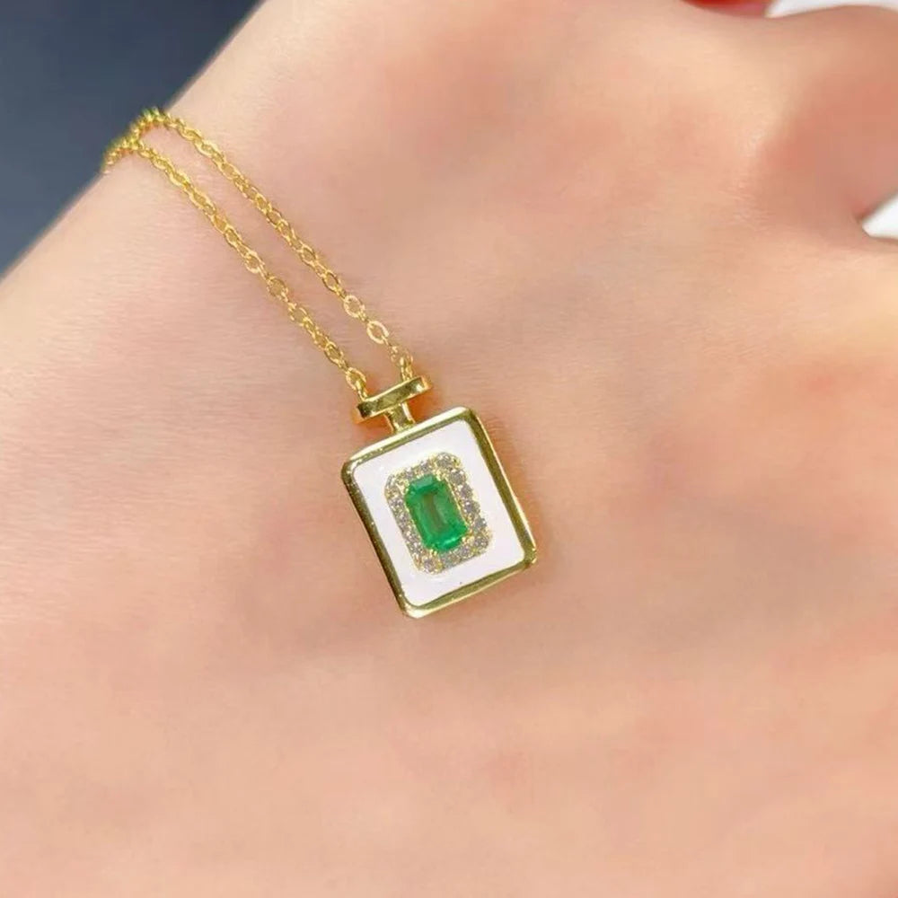 Gioiellieri Hot Popular Vintage 925 Silver Emerald Fashion Classic Style Rose Gold Plated China Oval Cut Pendant Gift