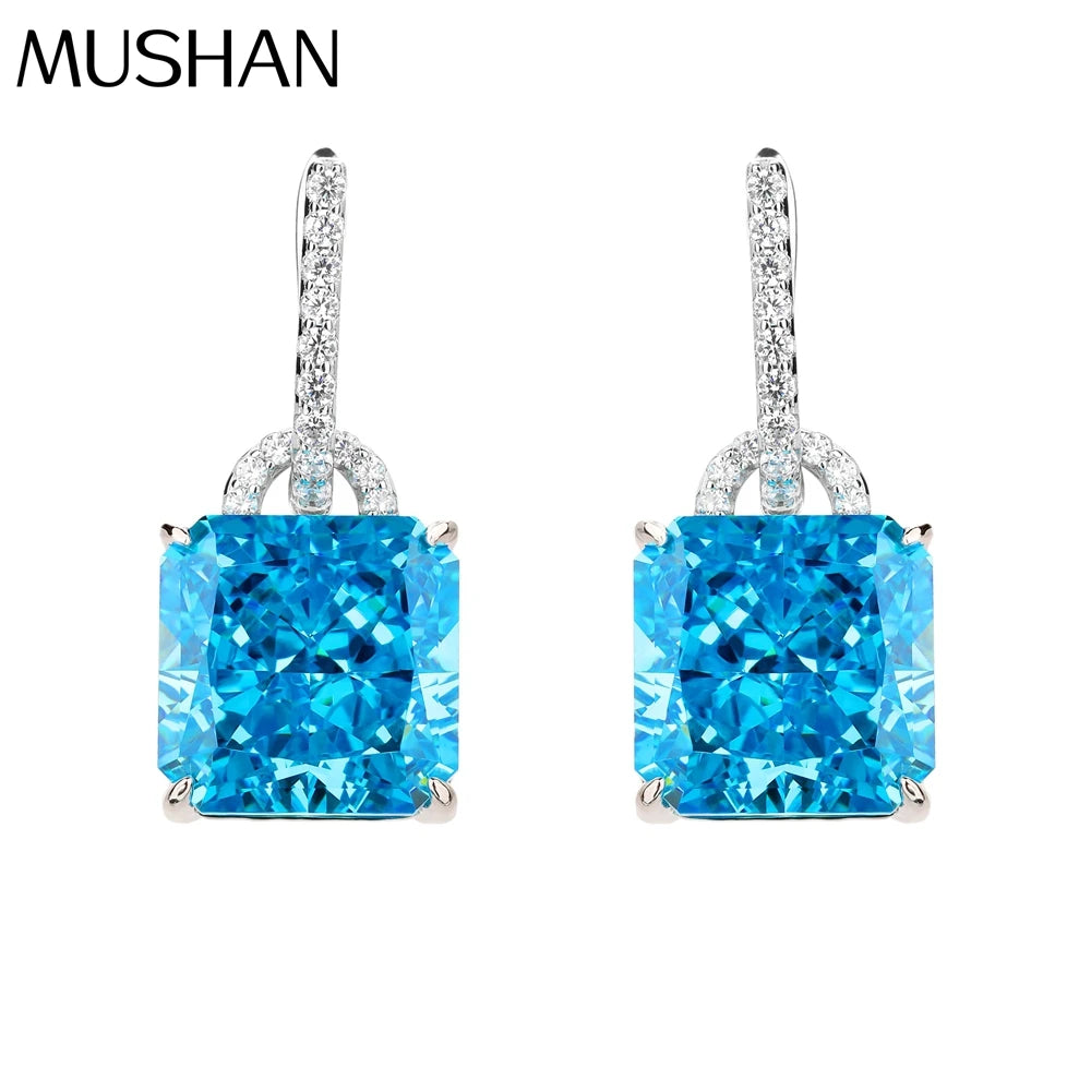 MUSHAN Jewelry Factory Pure Silver Stud Earrings Electroplated Platinum High Carbon Diamond Bestseller in Europe and America