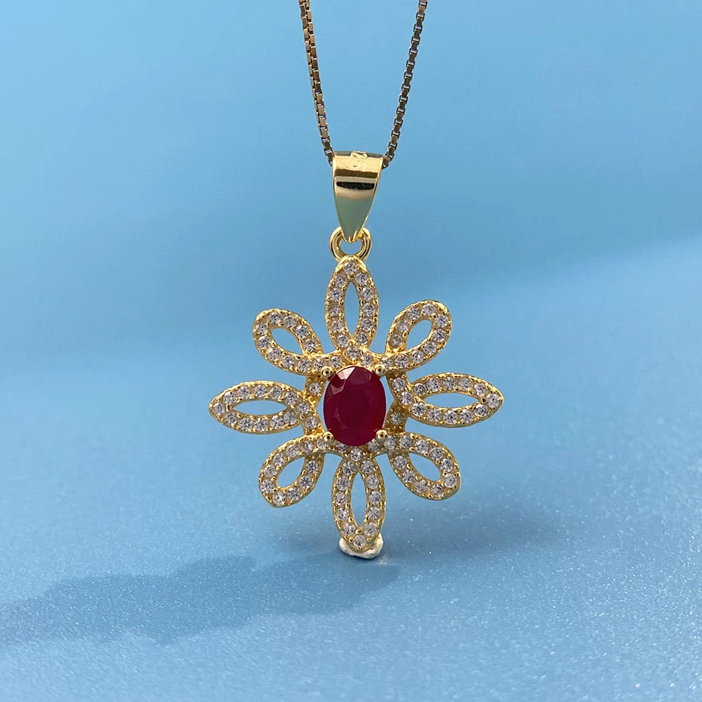 Gioiellieri July Birthstone Ruby Pendant with 925 Sterling Silver for Women Natural Red Gemstone Fine Jewelry Fashion Accessory Elegant Gift