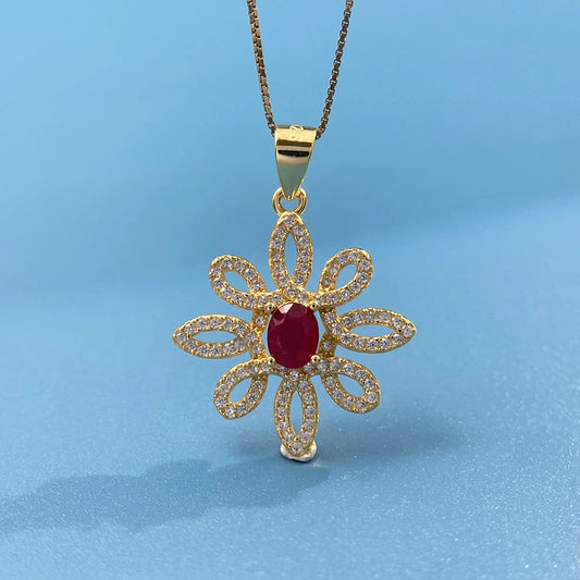 Gioiellieri July Birthstone Ruby Pendant with 925 Sterling Silver for Women Natural Red Gemstone Fine Jewelry Fashion Accessory Elegant Gift