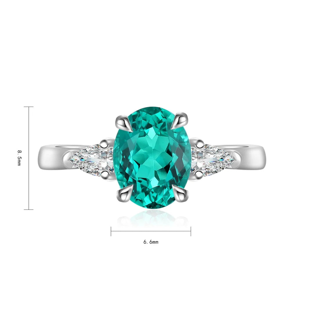 Gemfiori Anster Emerald Cut Lab Made Diamonds and Ring S925 Sterling Silver Lab Created Emerald Women Ring