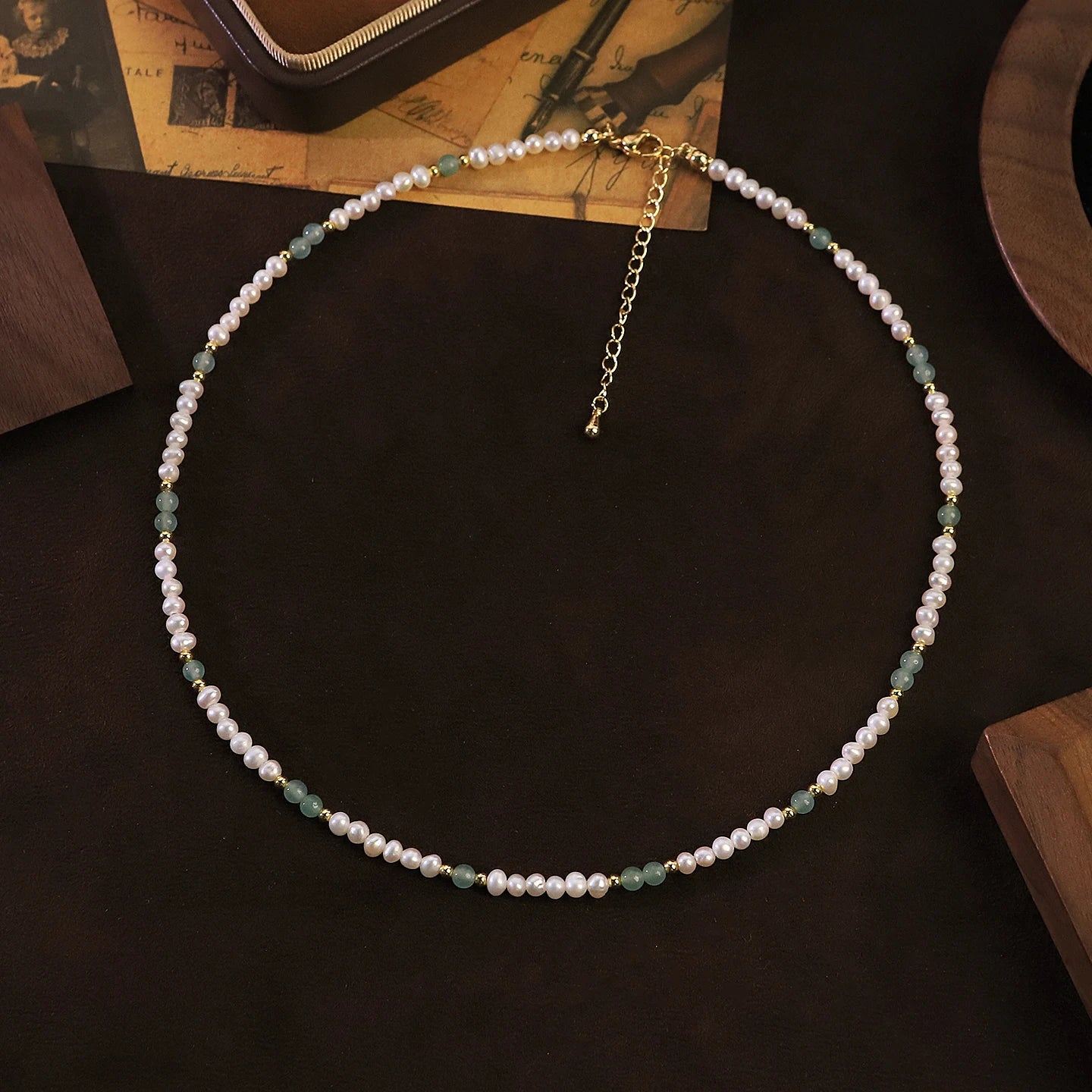Natural Freshwater Pearl Jade Necklace for Women Daily Wear Vacation Wedding Gift Dainty Beaded Choker Necklace Bohemian Jewelry