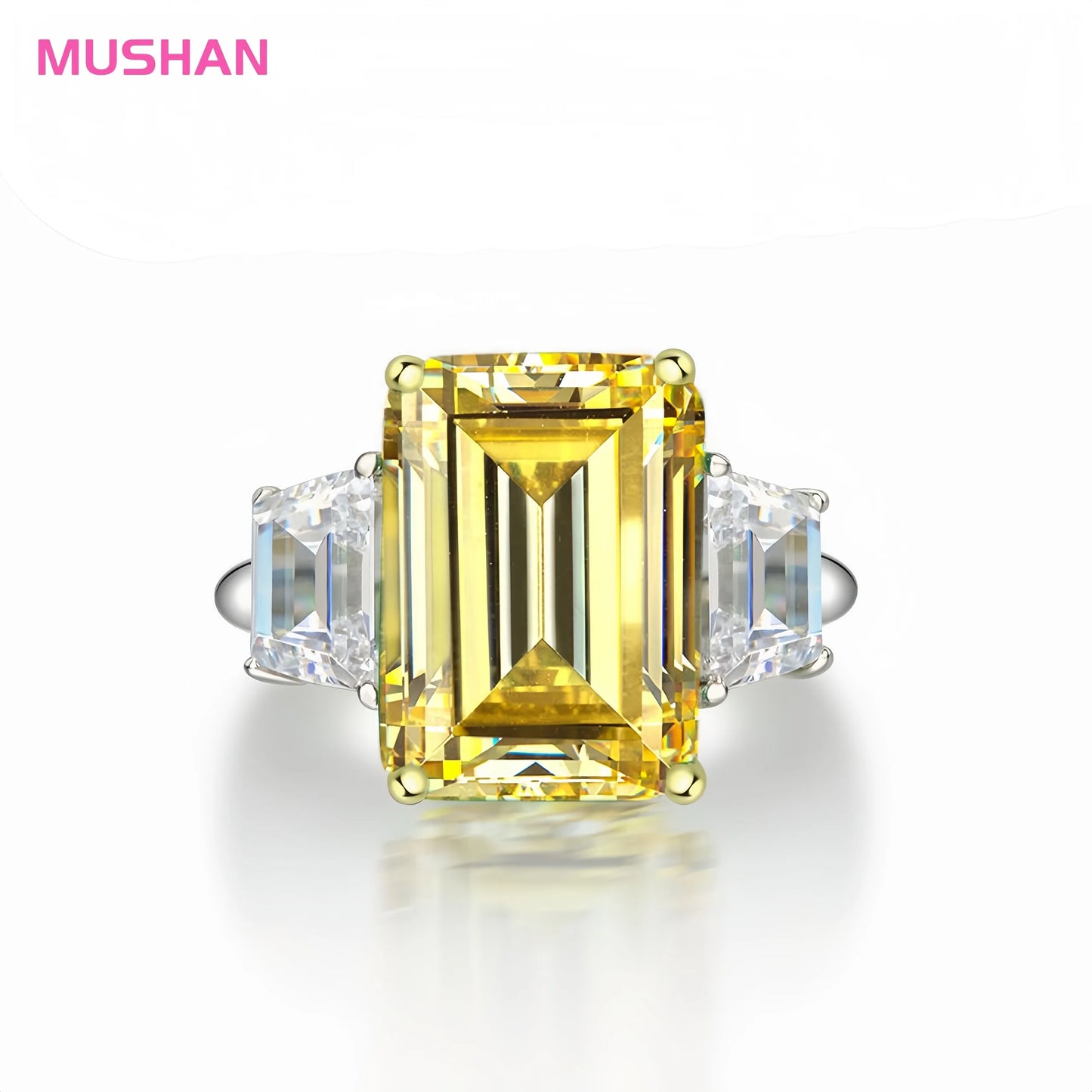 MUSHAN 925 Sterling Silver Rhodium Plated Women's Wedding Band Ring with Lab Grown 5A Zircon Big 8ct Luxury Jewelry