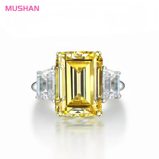 MUSHAN 925 Sterling Silver Rhodium Plated Women's Wedding Band Ring with Lab Grown 5A Zircon Big 8ct Luxury Jewelry