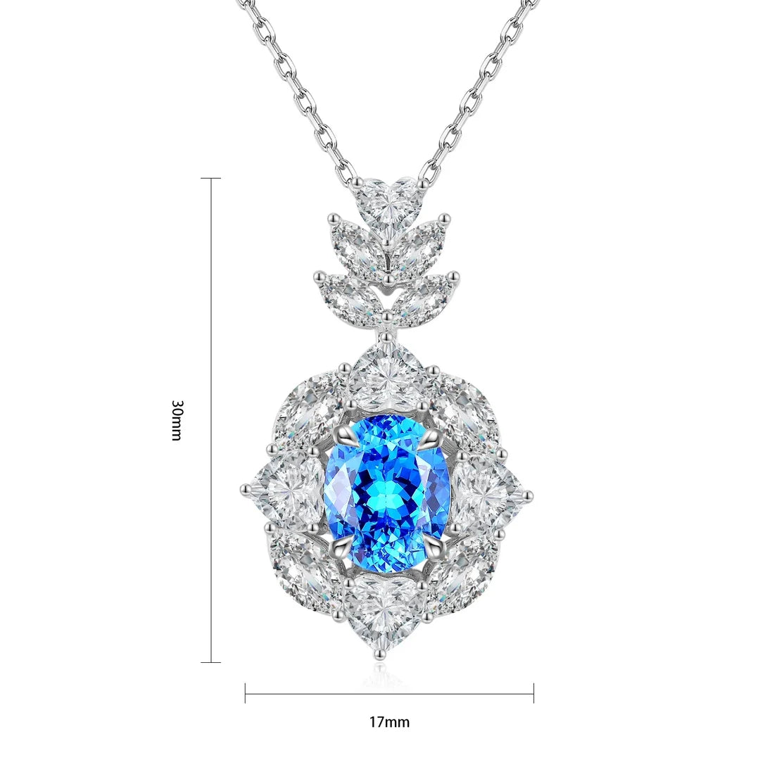 Gemfiori Anster 925 Sterling Silver High-quality Cultivated Cobalt Spinel Necklace - Suitable for Parties or As a Gift