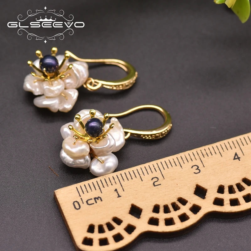 New Jewelry Yiwu Wholesale Natural Baroque Pearl Stud for Women Flower Earrings Korean Wholesale Bulk 18K Gold Plated Jewelry