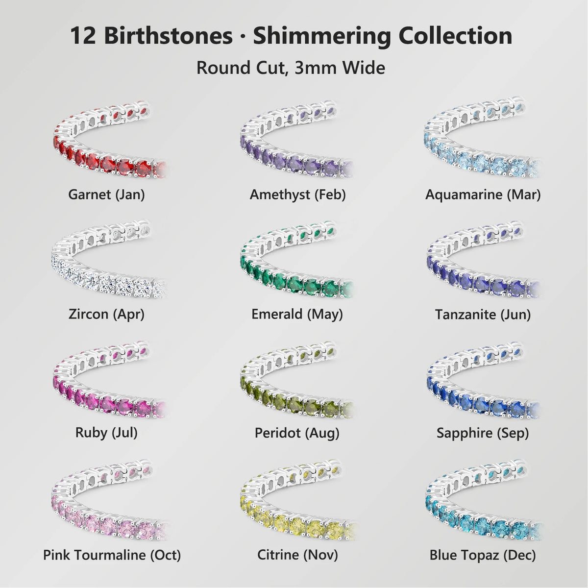 ArtistA Colorful Birthstone Bracelet Women Mom Wife Birthday Adjustable Chain Jewelry Gifts 14K Gold Plated Classic Bolo Tennis Bracelet
