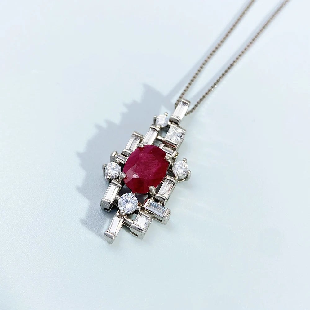 Gioiellieri Ruby Pendant for Necklace with Natural Red Gemstone 925 Sterling Silver July Birthstone Fine Jewelry Luxury Engagement Wedding