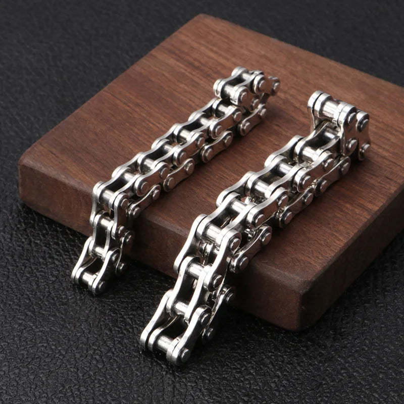 REBEL S925 Sterling Silver Motorcycle Chain Bracelet for Men Thick Domineering Bamboo-chain Bangle Fashion Jewelry