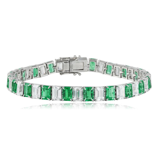 ArtistA Vintage Lab-Created Emerald Bracelet in 925 Sterling Silver