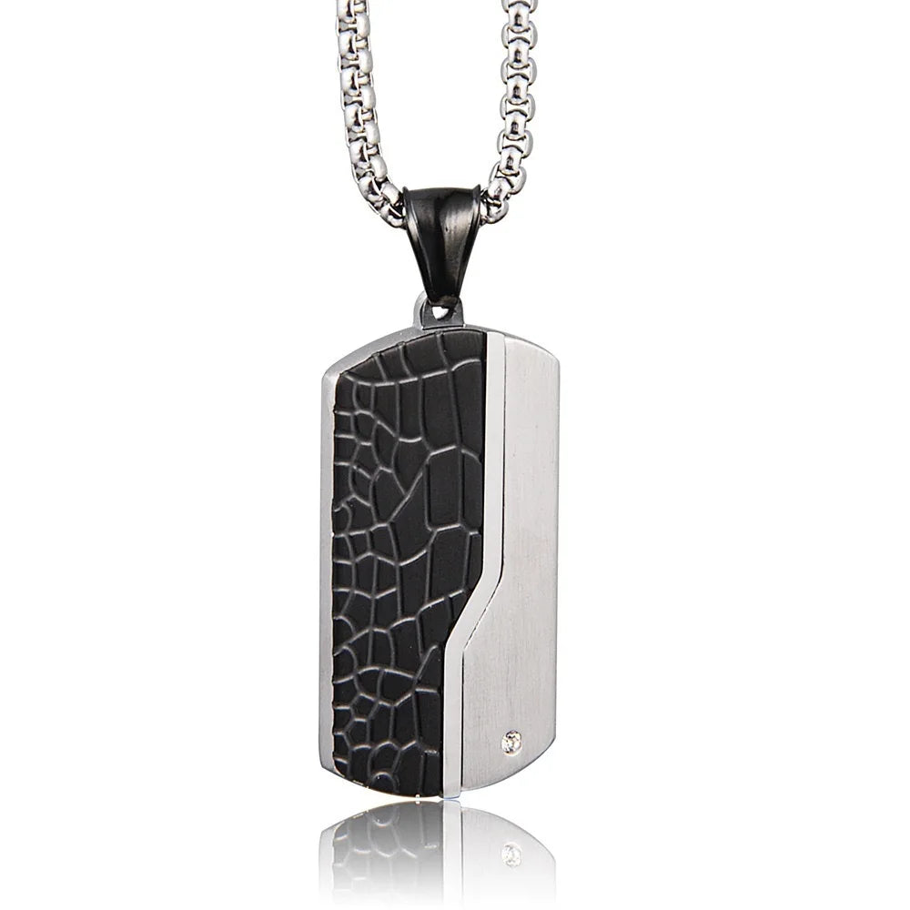 REBEL Chrome Titanium Steel Black Tag Stainless Steel White Zircon Dog Tag Pendant Necklace for Man Customized logo Heart Jewelry