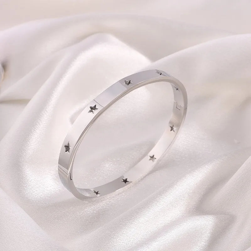 REBEL Stainless Inoxydable Stainless Steel 18K Gold Plated Roman Women Fashion Jewelry Bracelets Bangles