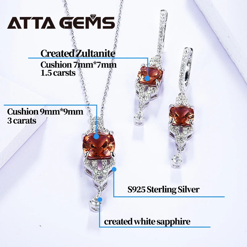 Diaspore Zultanite Jewelry Sets 925 Sterling Silver Color Change Sultanite Pendant Earrings for Women Gemstone Wedding New