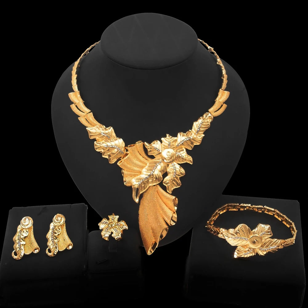 Zhuerrui Choking Necklace Bracelet Earrings Jewelry Set Brazilian Gold Luxury Jewelry Set Gold Plated Jewelry Set HC21050314