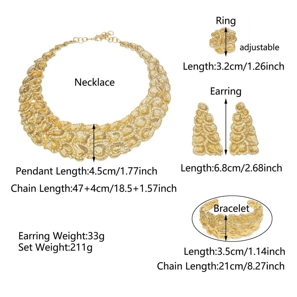Italian Jewelry Set Alloy Brazilian Jewelry Sets Wedding Party Pendant Spiral Necklace Bracelet Ring Earrings Jewelry Set I0092