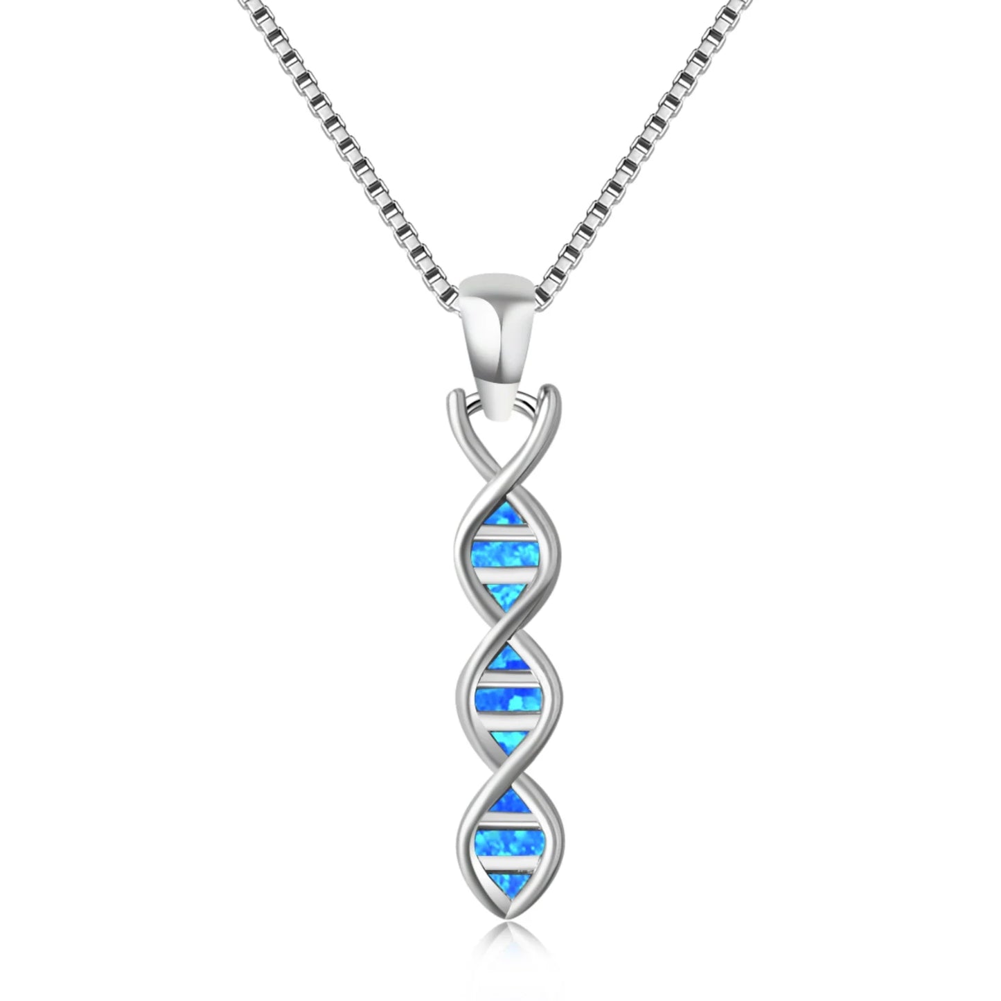 Aobao Christian Silver Plated Geometric Copper Opal Lariat Box Chain Gift Necklace