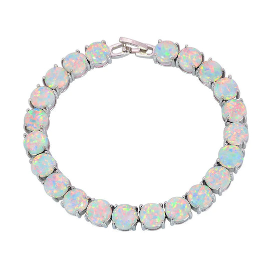 Bohemian Hawaiian Opal Brass Beaded Bracelet-Trendy Exquisite Flower Egg Gem Design Fashion Jewelry for Women