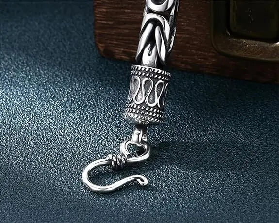 REBEL VIKING Byzantine Dragon Eye Bracelet – 925 Sterling Silver Natural Stone Classic Chain