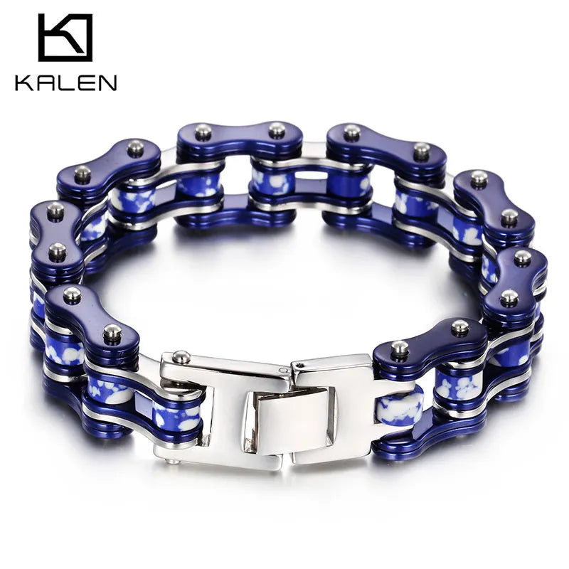 REBEL Motorcycle Biker Chain Men Stainless Steel Link Charm Bracelet