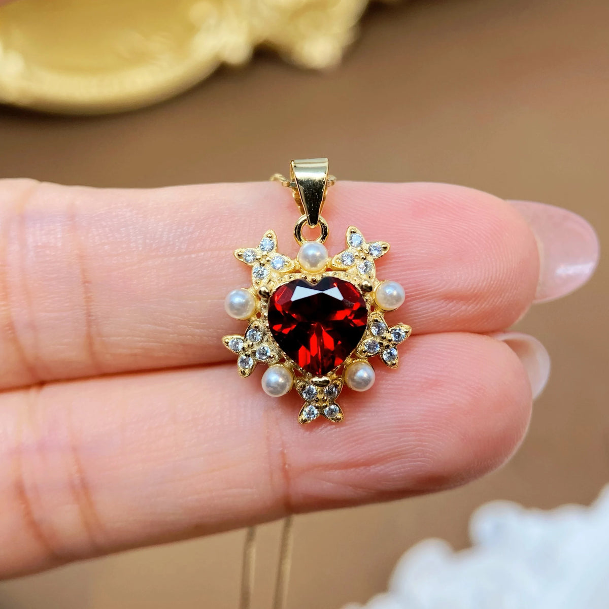 Gioiellieri Natural Garnet Pendant Necklace 925 Sterling Silver Rhodium Plated Luxury Jewelry for Trendy Engagement Anniversary Party Gifts