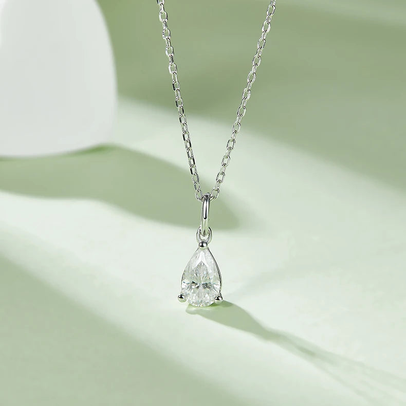 REDheart 925 Sterling Silver Earrings Pear Shaped Diamond Necklace Brilliant Cut D Color Moissanite Necklace Sets for Wedding