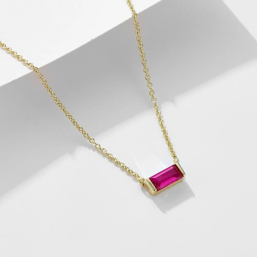 Women Girls 925 Sterling Silver Birthstone Necklace Gold Plated 12 Colors Cubic Zirconia Choker Jewelry Wholesale Manufacturer
