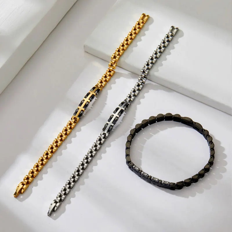 REBEL Anti Tarnished 316L Stainless Steel Fashion Men's Bracelet & Bangle 14K 18K Gold Plated Engravable Bracelet Blanks For Men