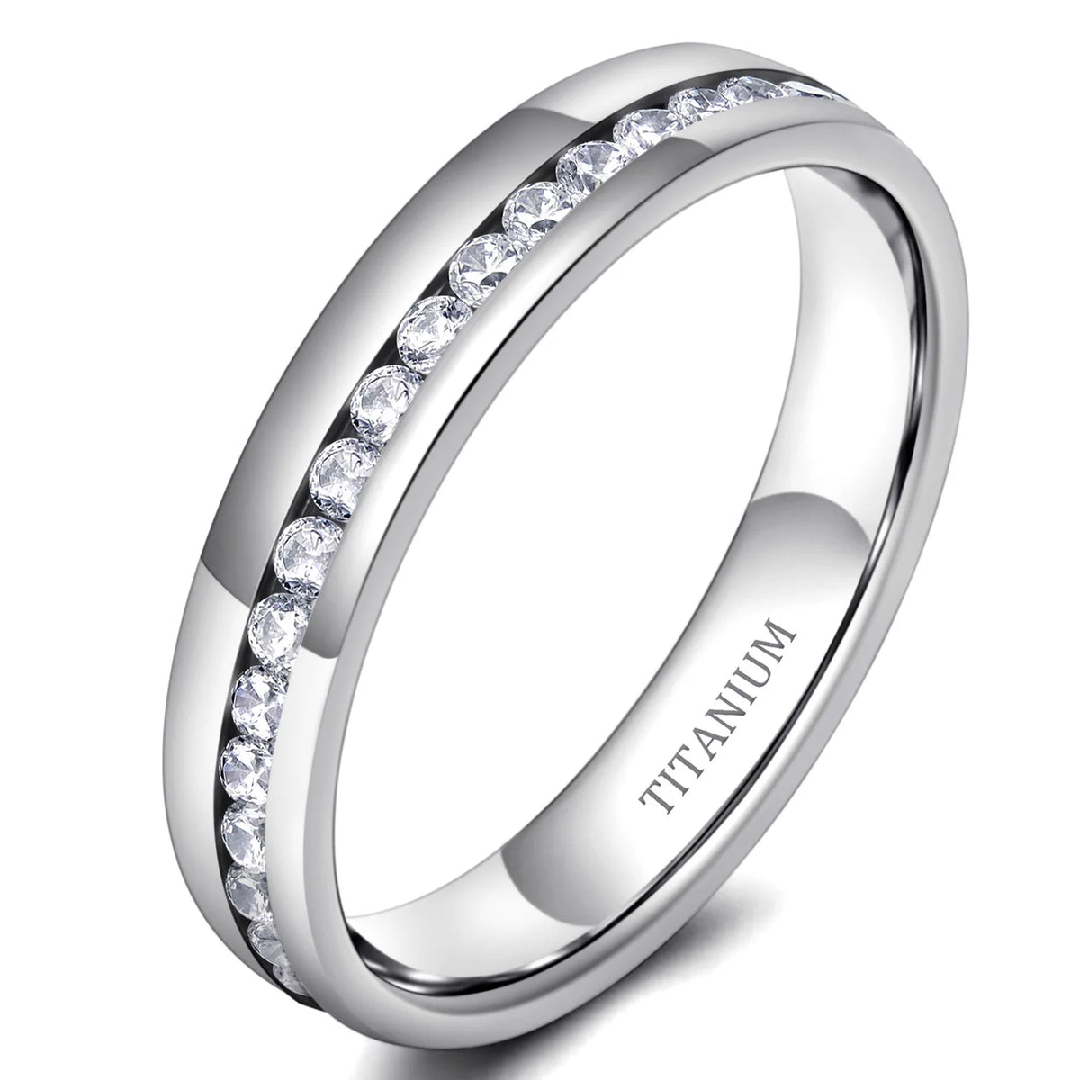REBEL 4mm Cubic Zirconia Titanium Ring