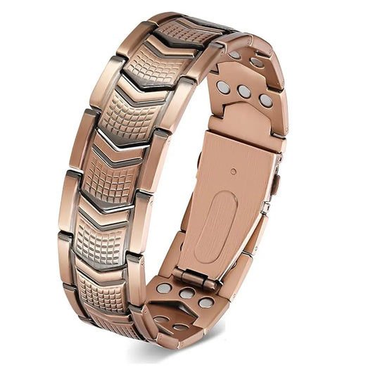 Men's copper bracelet, powerful magnet, health therapy, geometric shape stainless steel, fashionable anniversary edition