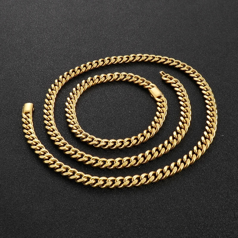 REBEL Minimalist Stainless Steel Necklace & Bracelet Jewellery Set | 60cm & 23cm