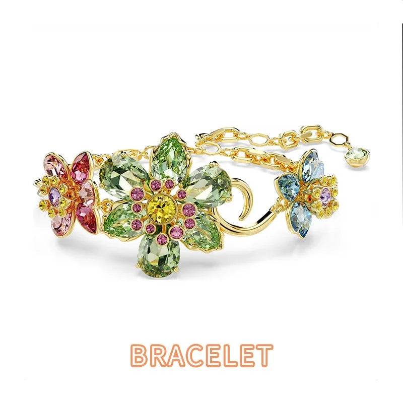 XOTICA Austria Multicolored Series High-Quality Flower-Shaped Crystal Jewelry Set, Jewelry