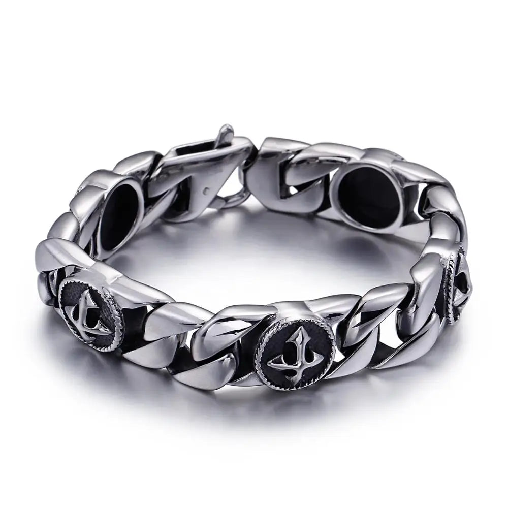 KALEN Stainless Steel Silver Cross Fashion Bracelets for Men