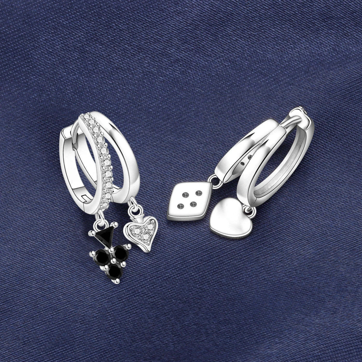 S&S Silver Plated Zircon Heart Drop Earrings | 9 Colours