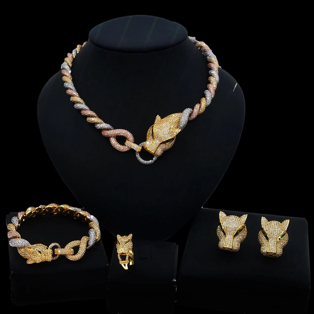 Zhuerrui Luxury Cubic Zirconia Jewelry Set Dubai Women Bridal Wedding Jewelry Sets American Diamond Jewellery Set HZ210301258