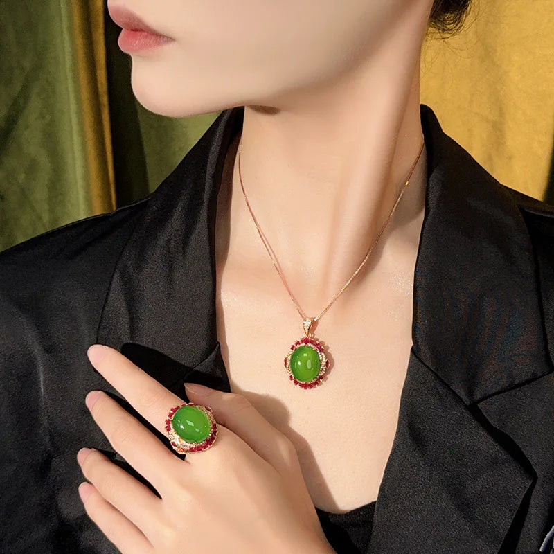REDheart Rhodium & Gold Plated Flower Simulation Zircon Advanced Luxury Women's Trendy Necklace Set Certified