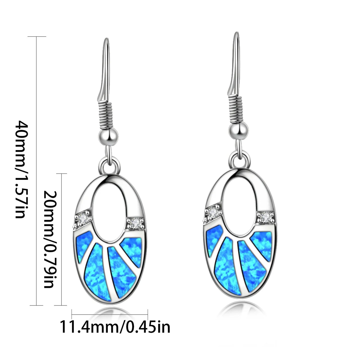 Aobao Vintage Stud Oval Opal Earrings Women's Anniversary Jewelry Wholesale by