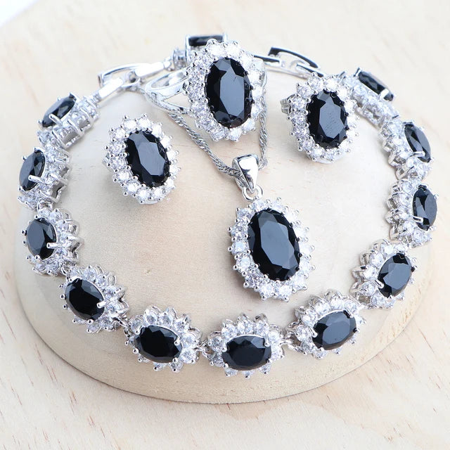 XOTICA Classic Blue Zirconia Women's Jewelry Sets Wedding Earrings Rings Bracelets Pendant Necklace Alloy for Party Engagement Gift