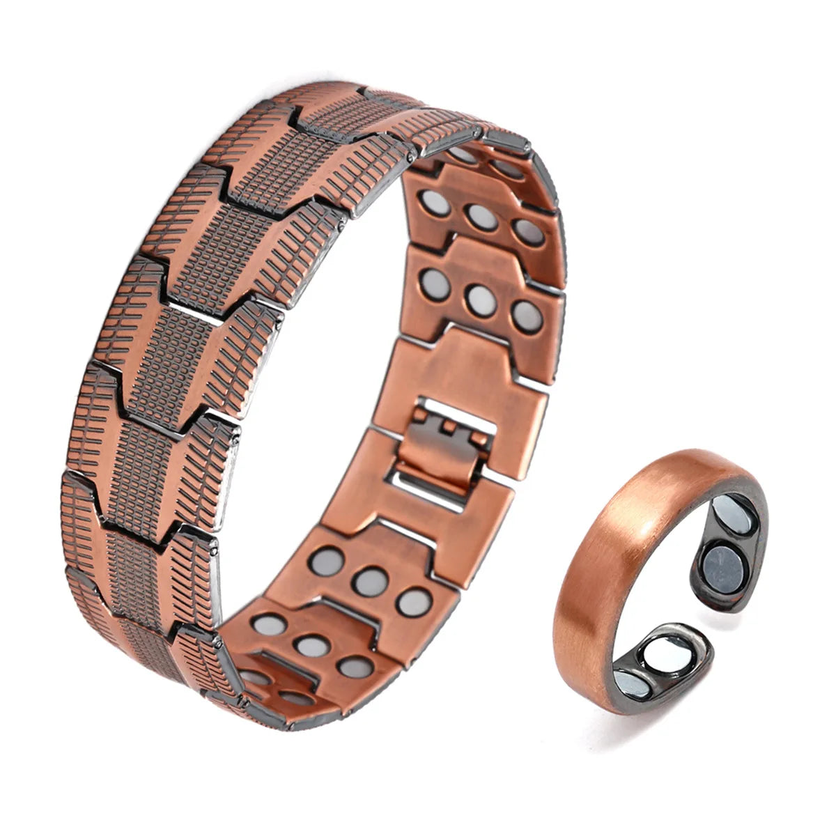 NewLife - Magnetic Three-Row Zinc Alloy Geometric Bracelet