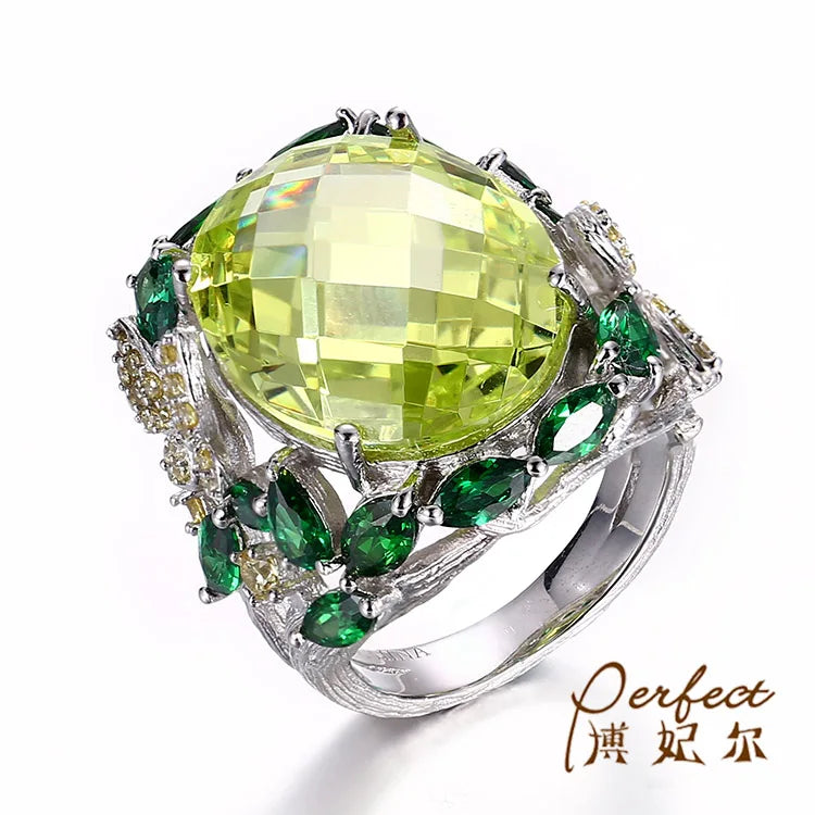 Coloured Zircon Gemstone 925 Sterling Silver Vintage Ring