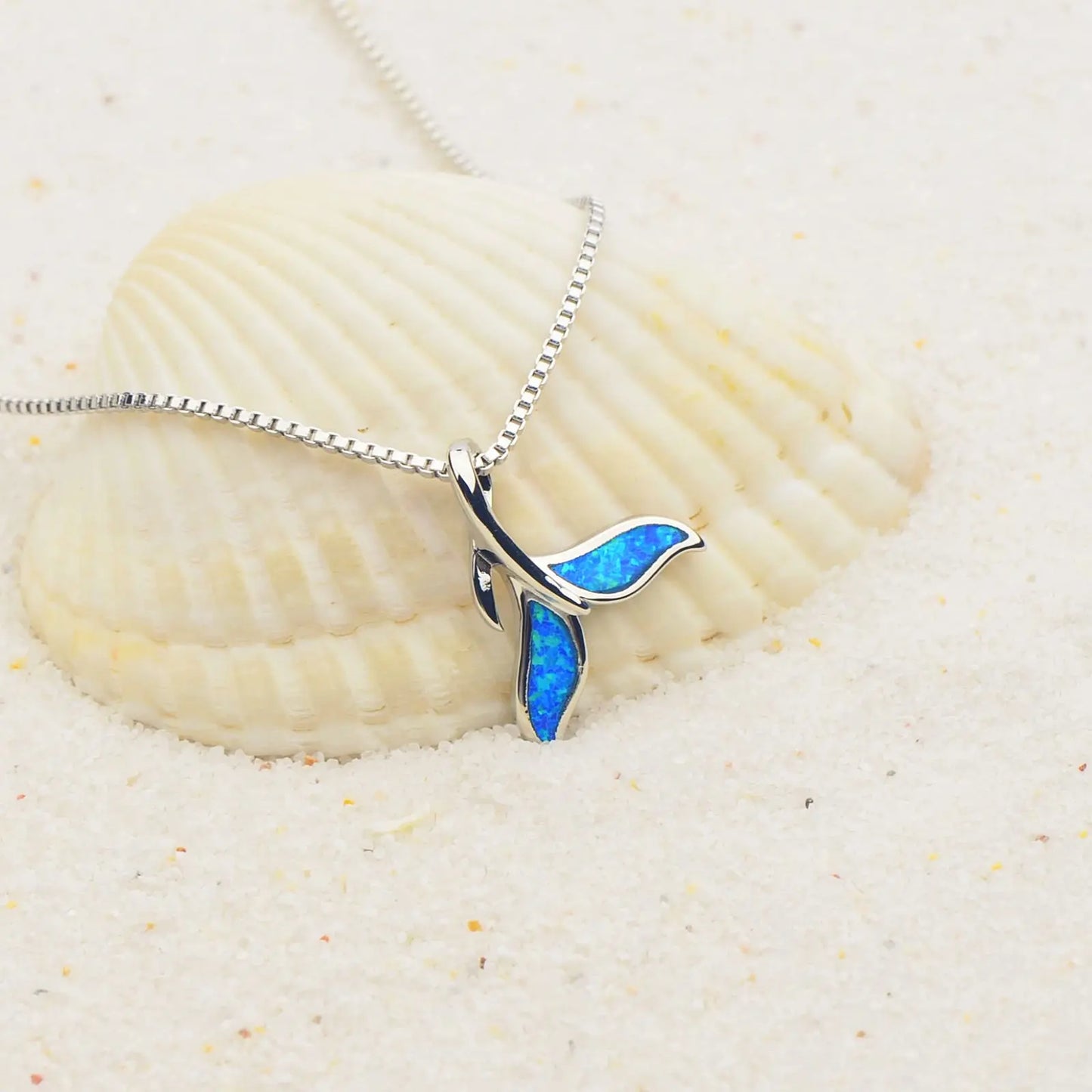 TikTok Must-Have Copper Silver Plated Blue Opal Pendant | Minimalist Starfish Link Chain Women's Necklace Gift Occasions