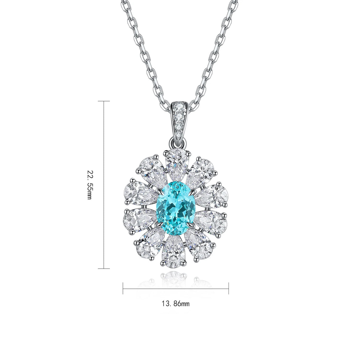 Gemfiori Anster 925 Sterling Silver High-quality Cultivated Paraiba Necklace - Suitable for Parties or As a Gift