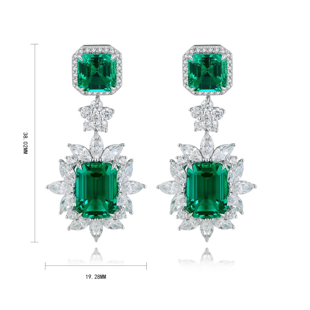 Gemfiori Anster High Quality S925 Lab Grown Emerald Earring Stud Dainty Gemstone Stud Earrings for Women Daily Wear Gift
