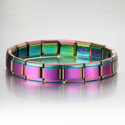 REBEL FASHIONISTA LAMOON Simple Colorful Width 9mm Elastic Link Chain Stainless Steel Bangle on Hand Jewelry DIY Making Italian Charm Bracelet