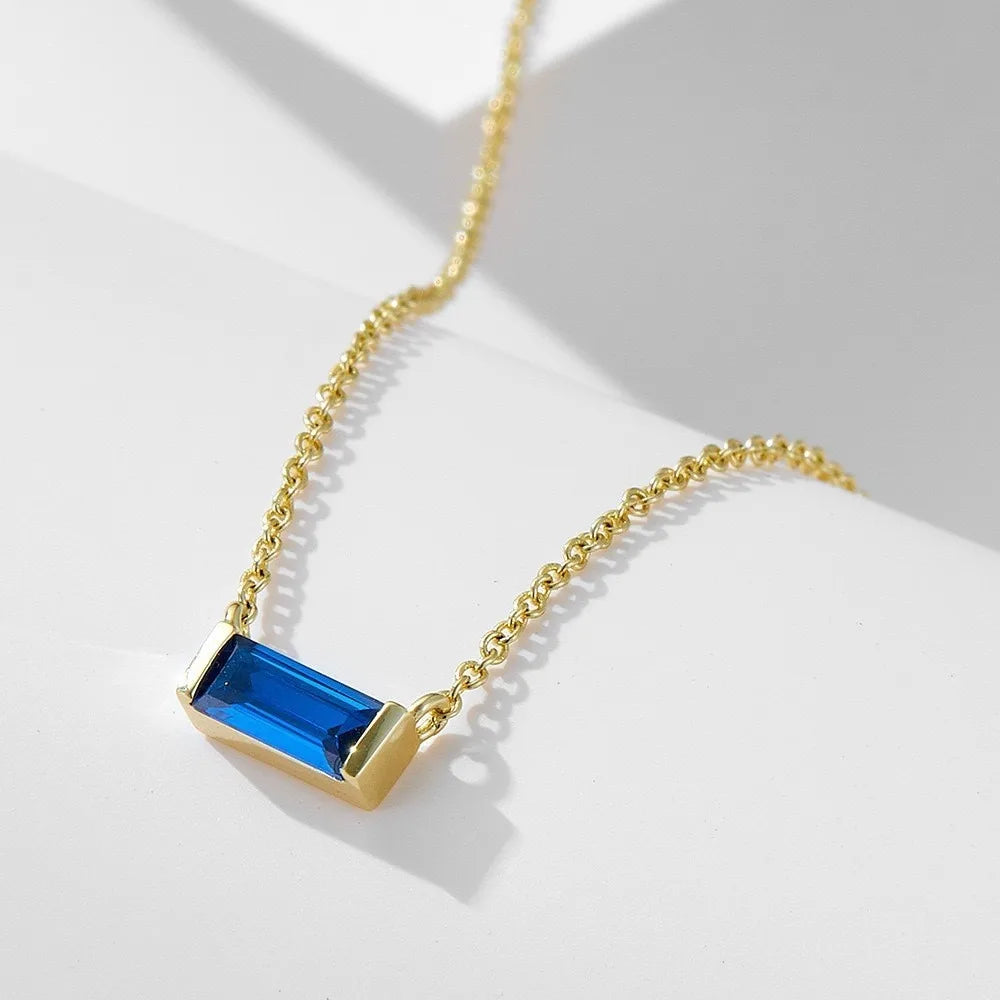 Women Girls 925 Sterling Silver Birthstone Necklace Gold Plated 12 Colors Cubic Zirconia Choker Jewelry Wholesale Manufacturer