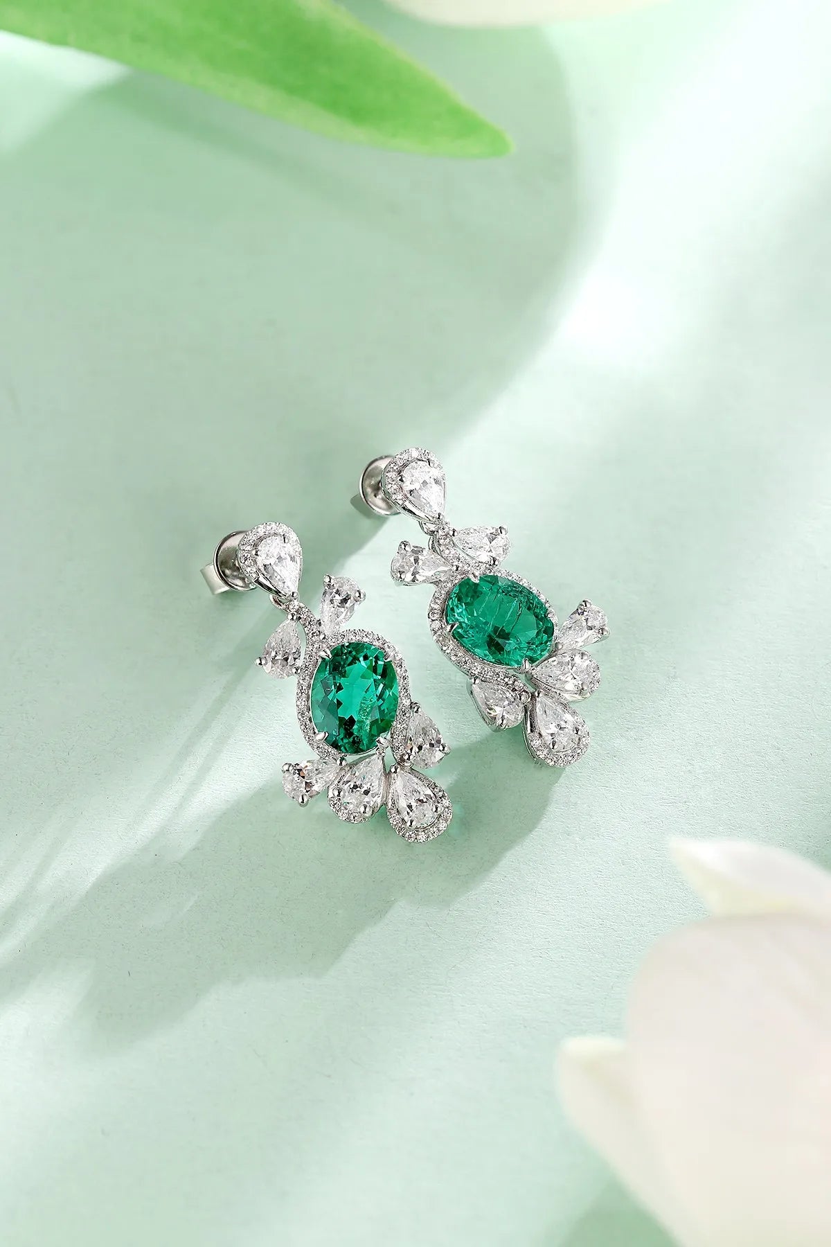 Gemfiori Anster High Quality S925 Lab Grown Emerald Earring Stud Dainty Gemstone Stud Earrings for Women Daily Wear Gift