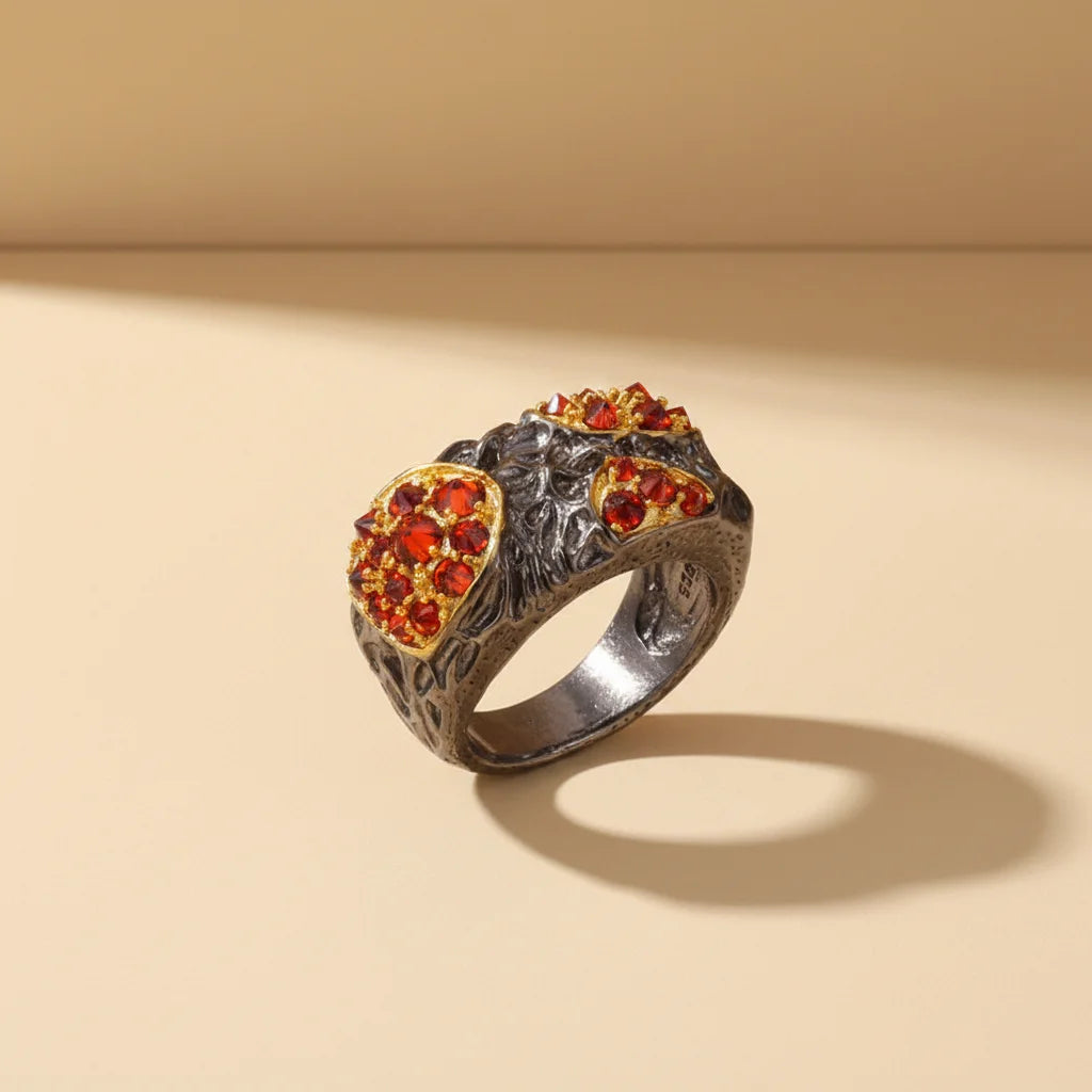 Fashion Red Zircon Design Engagement Wedding 925 Silver Ring Jewelry For Women