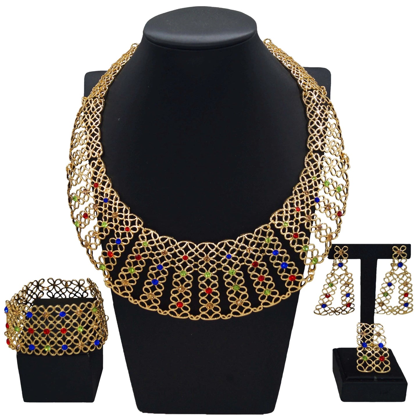 Zhuerrui Charm Hollow Jewelry Set Italian Luxury Women Jewelry Diamond Earrings Accompanied by Bridesmaids Hand CeremonyH00768