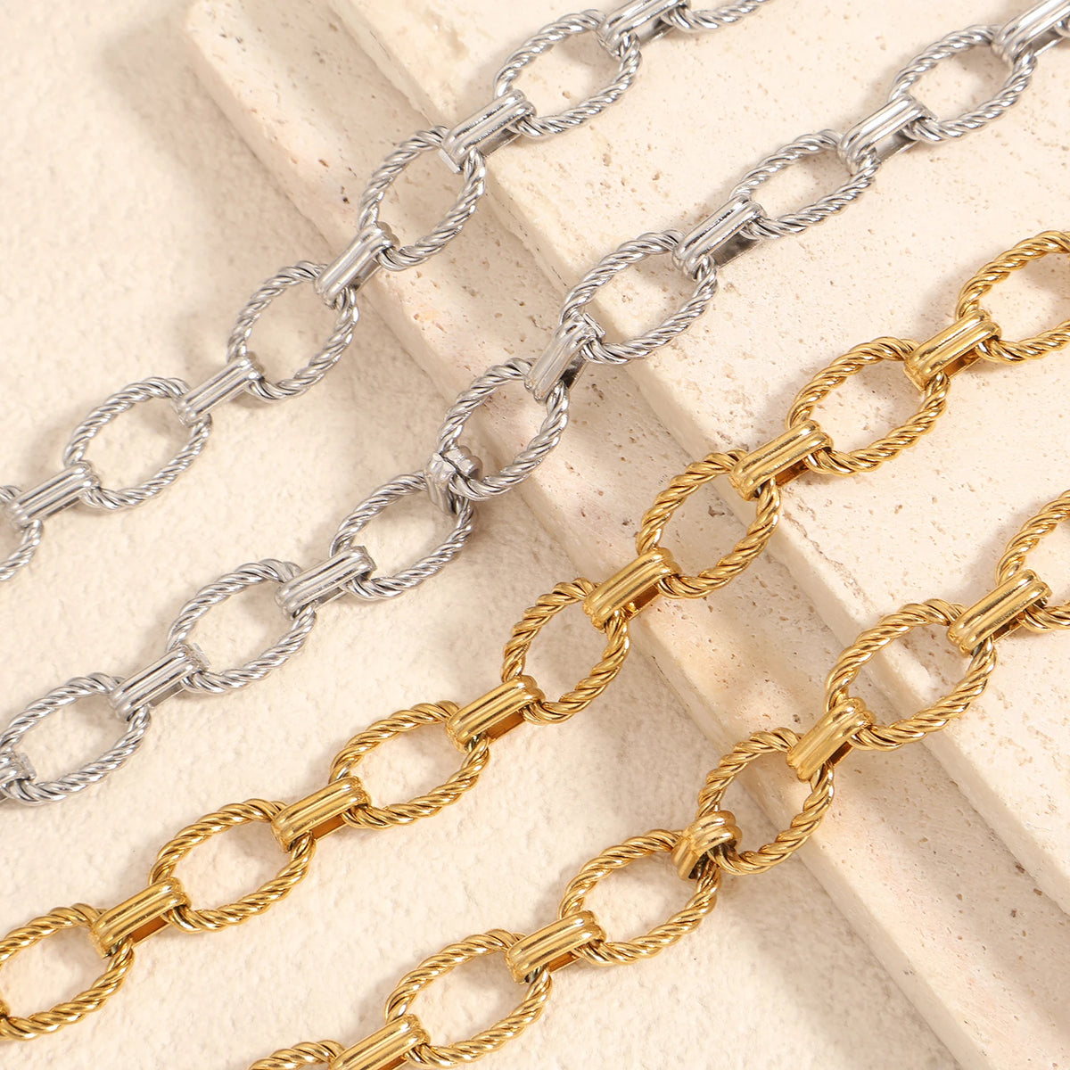 FASHIONISTA Non Tarnish Waterproof Choker Women Stainless Steel Chain Jewelry Making PVD Gold Plated Chunky Necklace DIY Handmade Link Chain