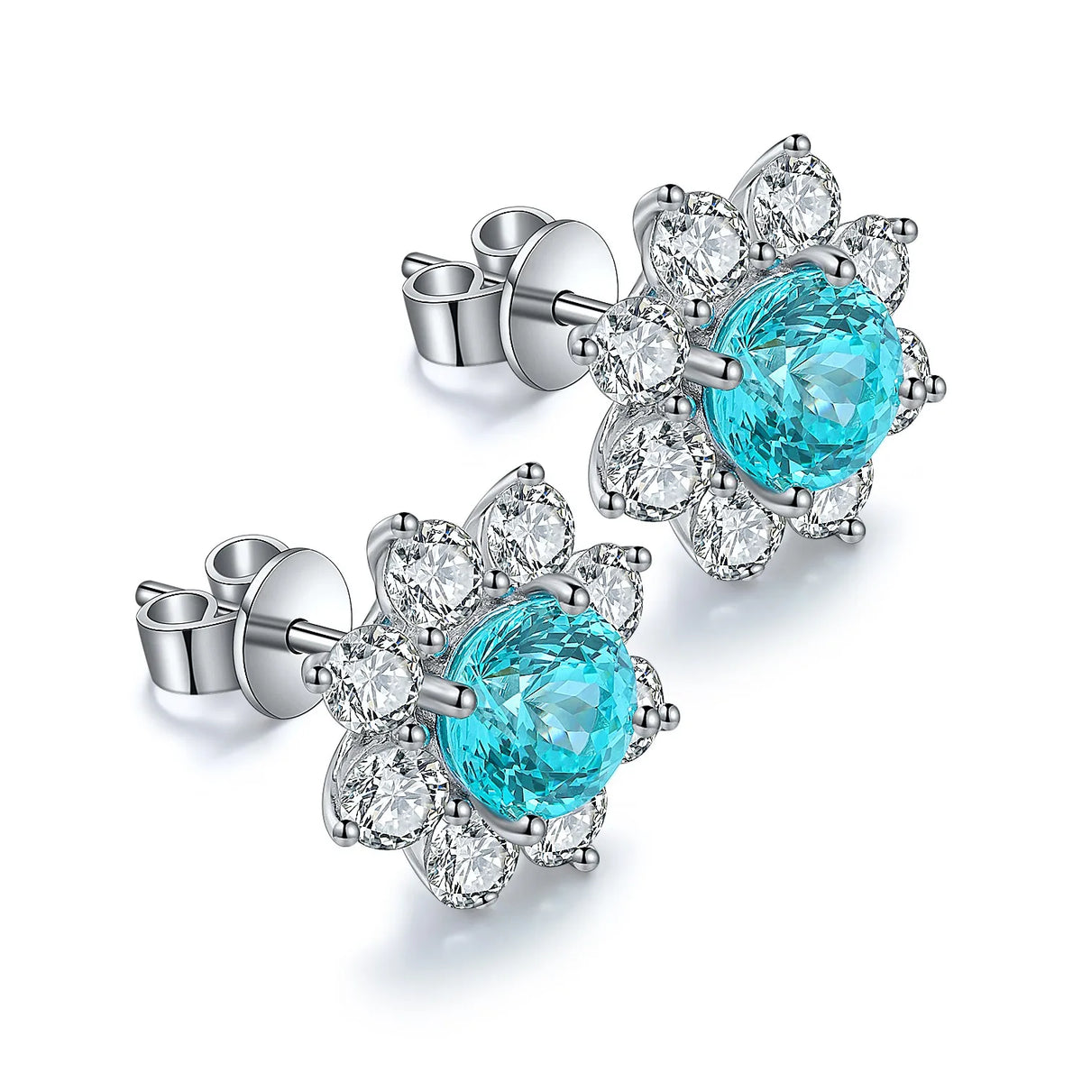 Gemfiori Anster High Quality S925 Lab Grown Paraiba Earring Stud Dainty Gemstone Stud Earrings for Women Daily Wear Gift